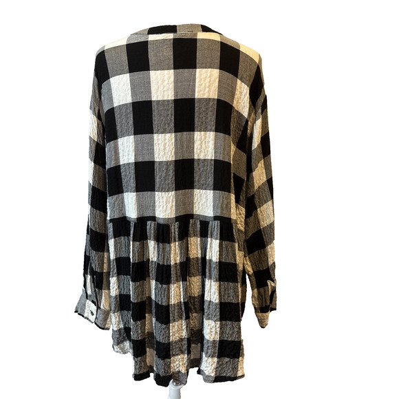 Jane And Delaney Women's Plus 3X Boho Buffalo Plaid Woven Crinkle Flowy Tunic - Picture 1 of 10